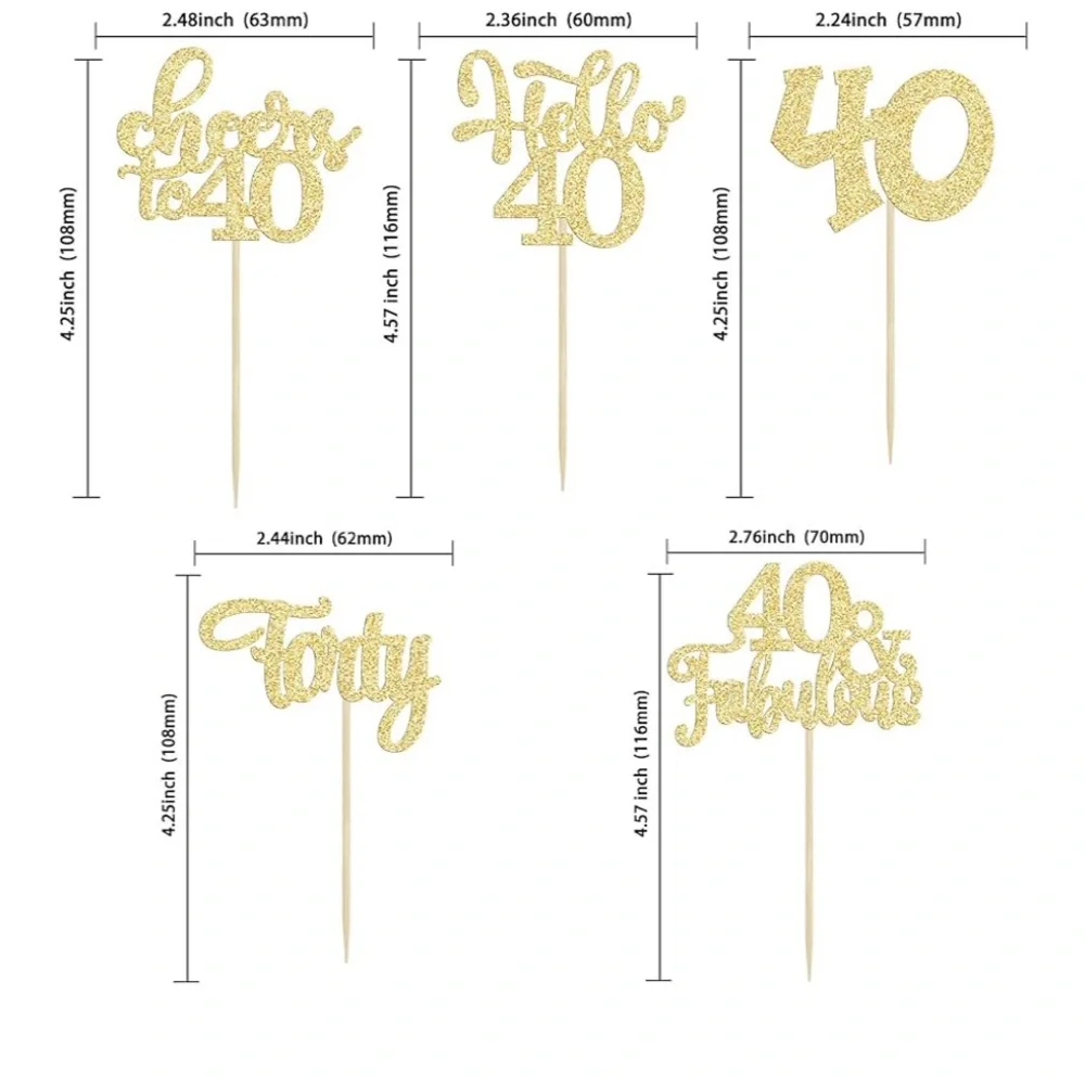 30Pcs Happy 40th Birthday Cupcake Toppers Brand New